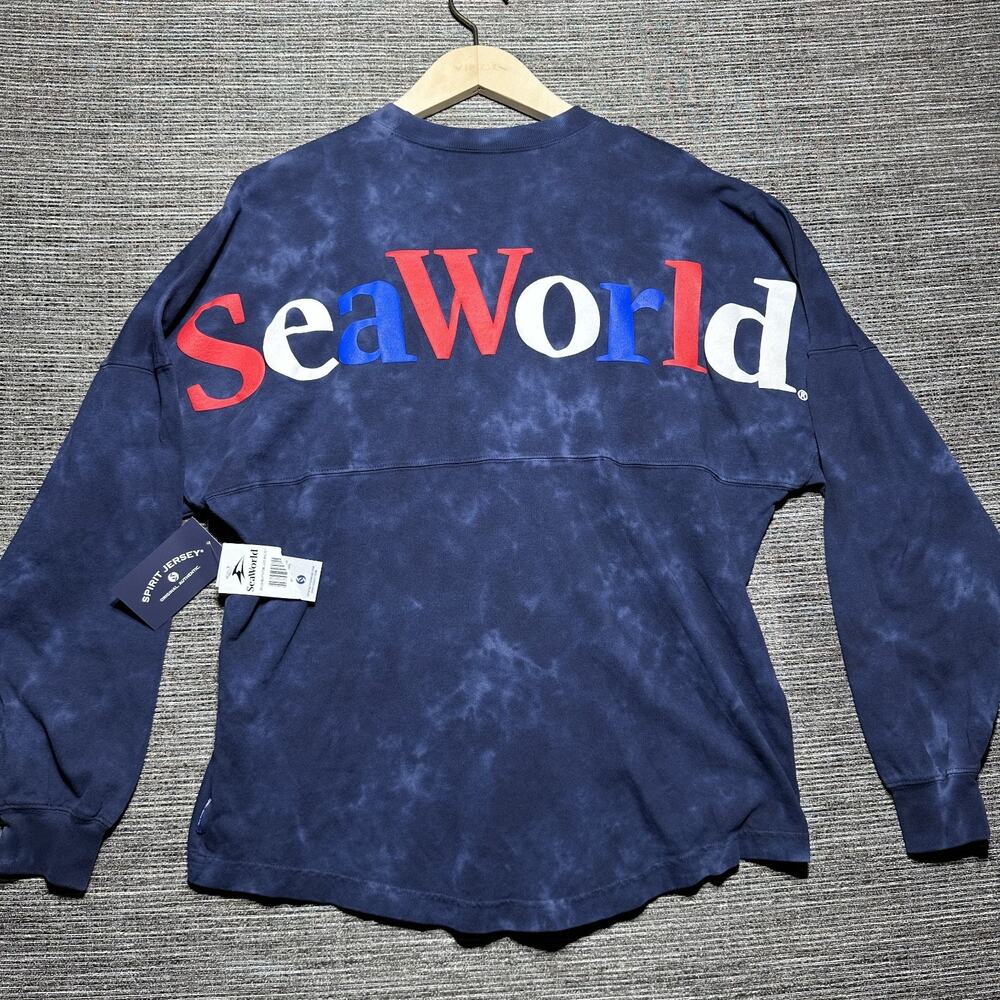 Spirit Jersey Sea World Shirt Adult Small Red White Blue USA LS 4th July RARE